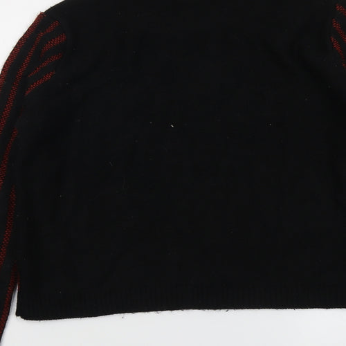 Topshop Womens Black Round Neck Geometric Acrylic Pullover Jumper Size 12