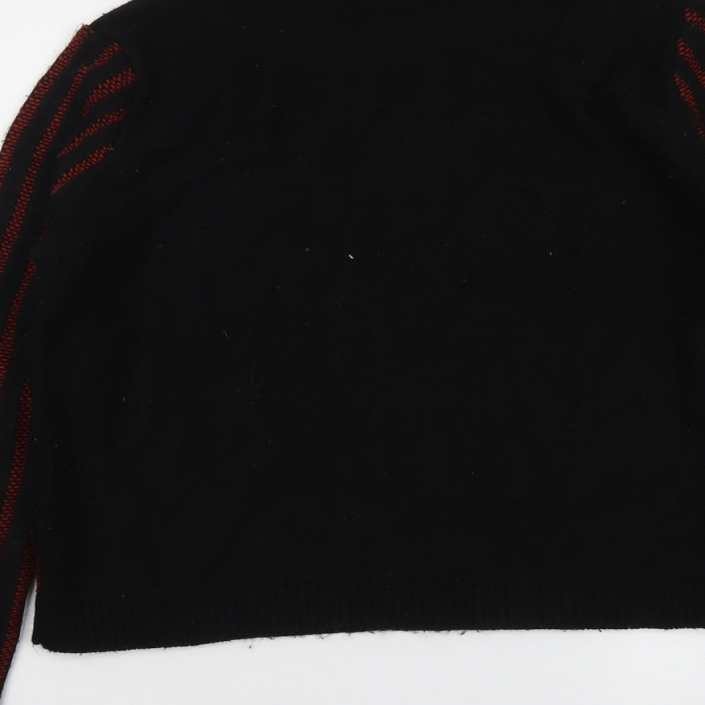 Topshop Womens Black Round Neck Geometric Acrylic Pullover Jumper Size 12