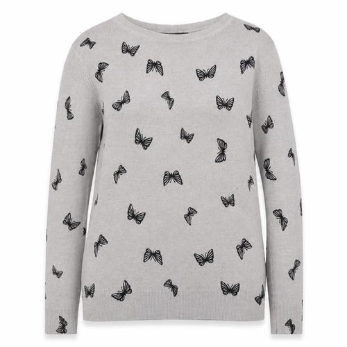 Marks and Spencer Womens Grey Round Neck Geometric Acrylic Pullover Jumper Size 10 - Butterfly