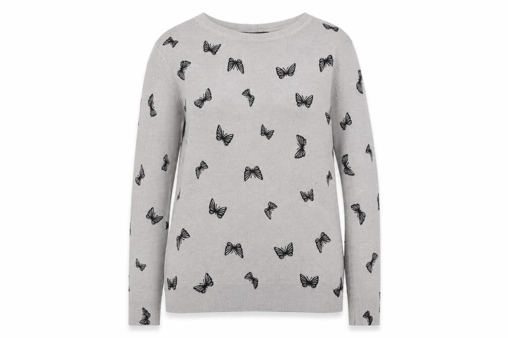 Marks and Spencer Womens Grey Round Neck Geometric Acrylic Pullover Jumper Size 10 - Butterfly