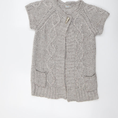 Indigo Womens Grey Round Neck Acrylic Cardigan Jumper Size 12