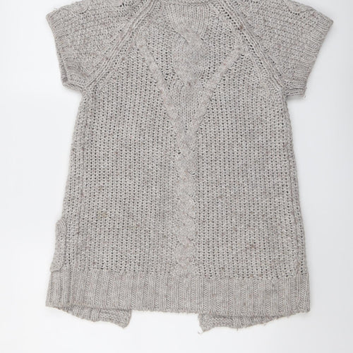 Indigo Womens Grey Round Neck Acrylic Cardigan Jumper Size 12