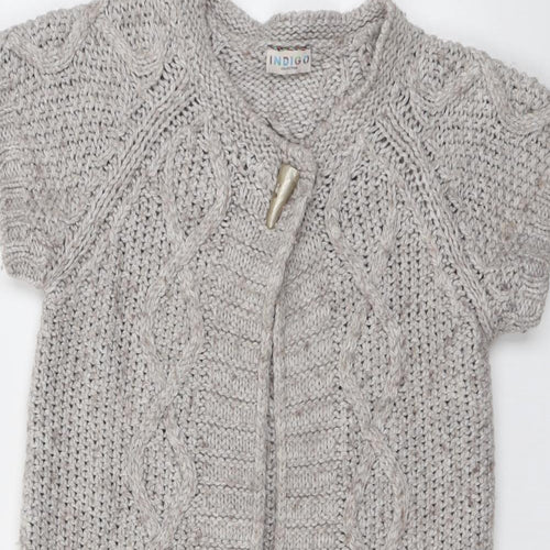 Indigo Womens Grey Round Neck Acrylic Cardigan Jumper Size 12