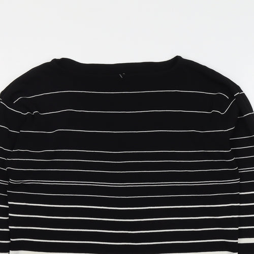 Wallis Womens Black Roll Neck Striped Viscose Pullover Jumper Size 18