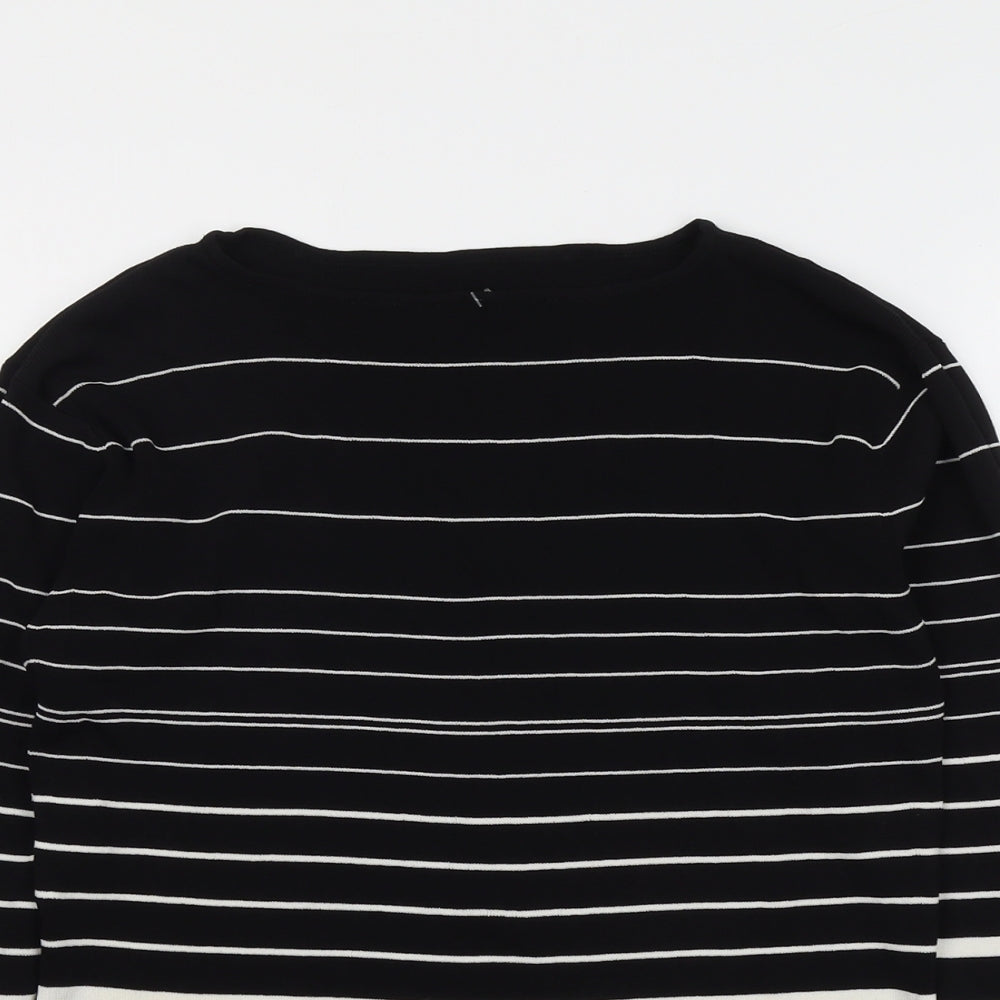 Wallis Womens Black Roll Neck Striped Viscose Pullover Jumper Size 18