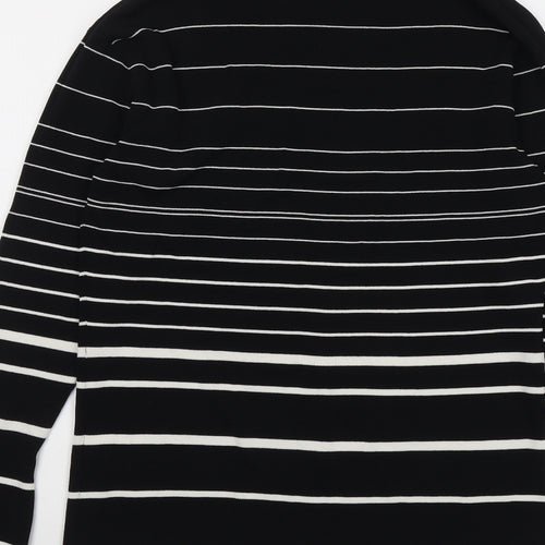 Wallis Womens Black Roll Neck Striped Viscose Pullover Jumper Size 18