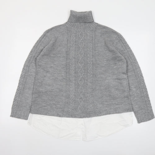 Dorothy Perkins Womens Grey Roll Neck Acrylic Pullover Jumper Size 8