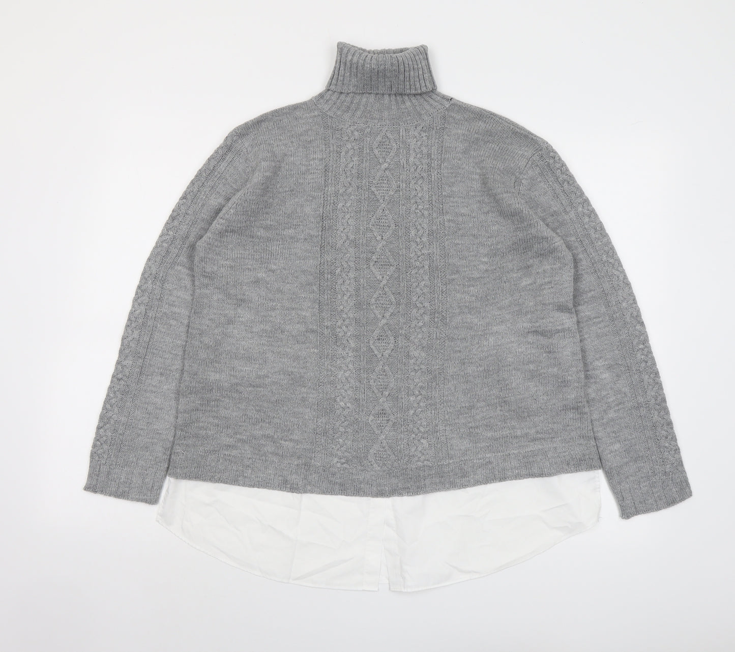 Dorothy Perkins Womens Grey Roll Neck Acrylic Pullover Jumper Size 8