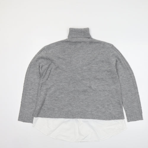 Dorothy Perkins Womens Grey Roll Neck Acrylic Pullover Jumper Size 8
