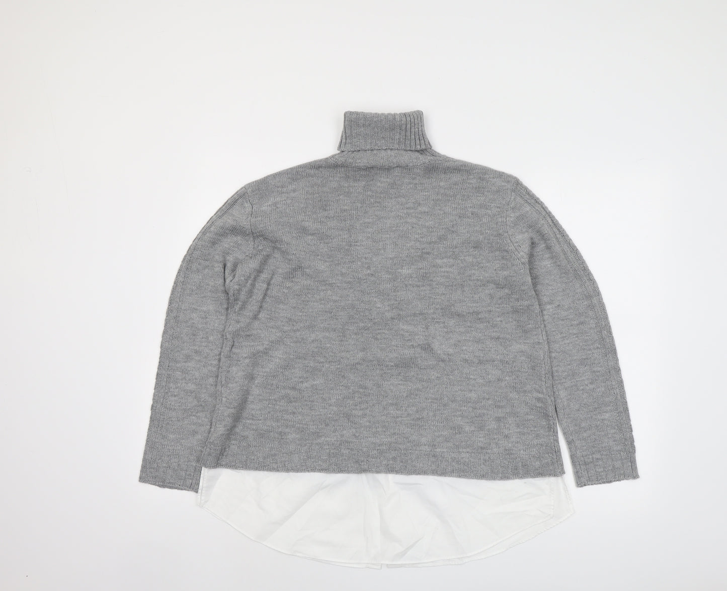 Dorothy Perkins Womens Grey Roll Neck Acrylic Pullover Jumper Size 8