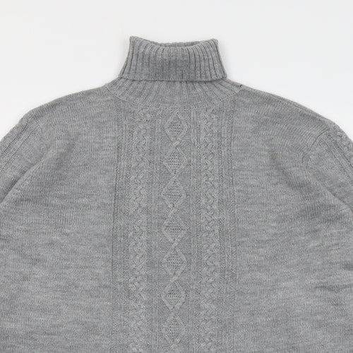 Dorothy Perkins Womens Grey Roll Neck Acrylic Pullover Jumper Size 8