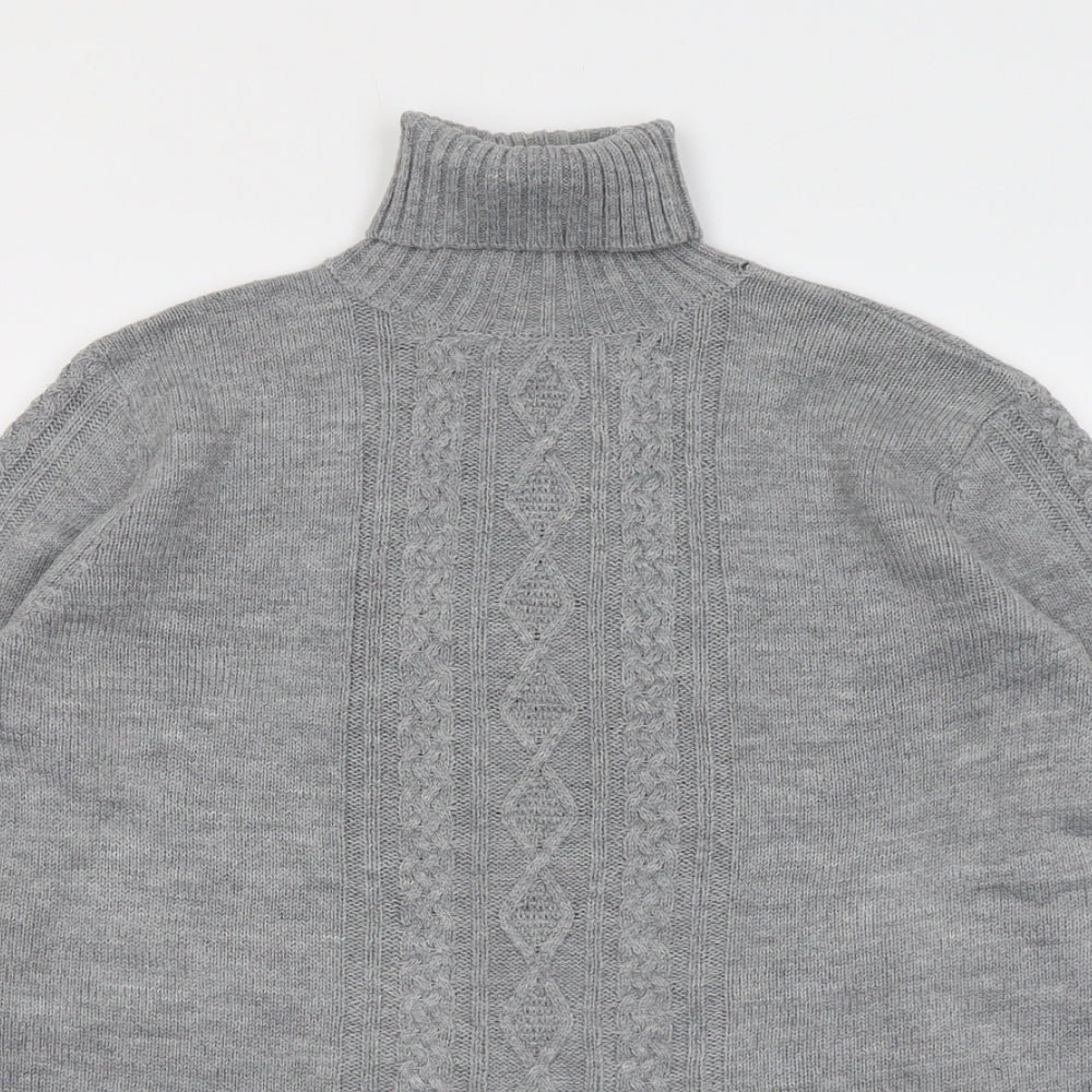 Dorothy Perkins Womens Grey Roll Neck Acrylic Pullover Jumper Size 8