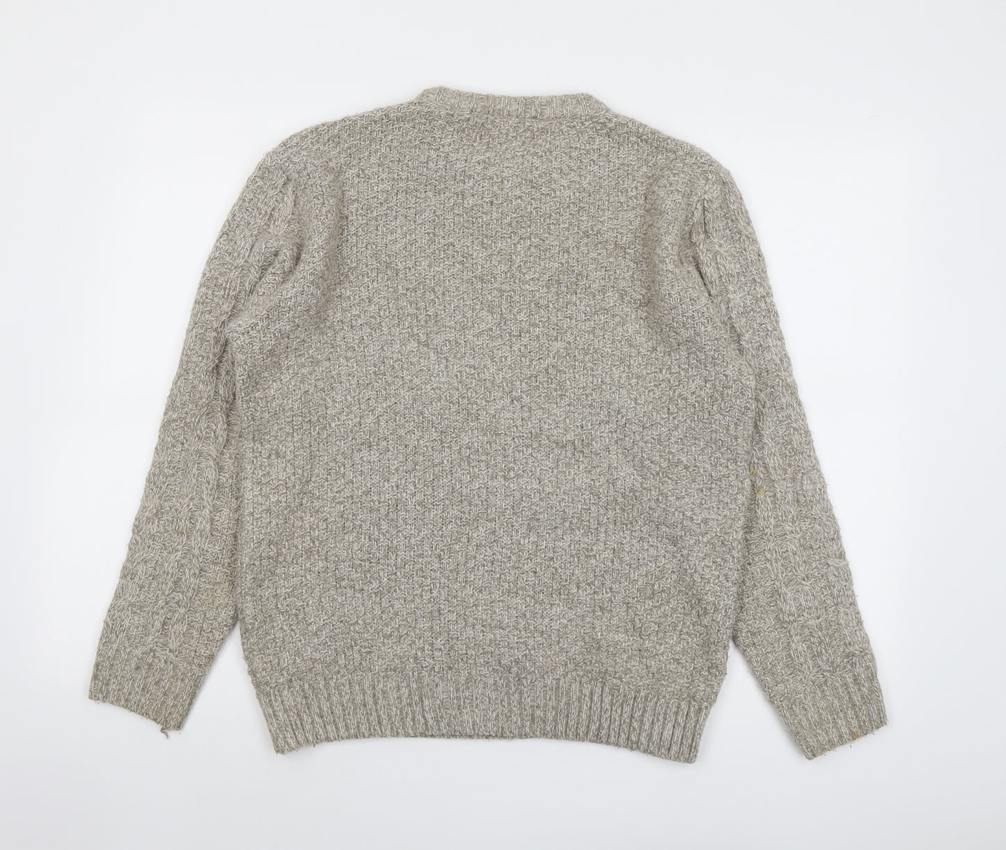 River Island Mens Beige Round Neck Acrylic Pullover Jumper Size S Long Sleeve