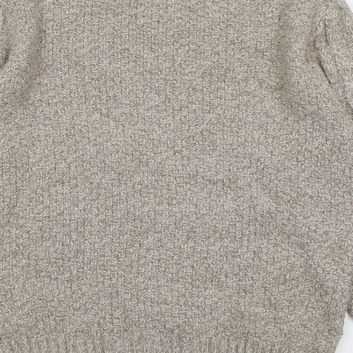River Island Mens Beige Round Neck Acrylic Pullover Jumper Size S Long Sleeve
