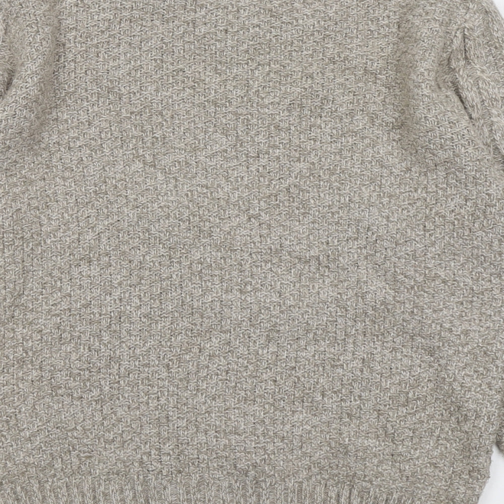 River Island Mens Beige Round Neck Acrylic Pullover Jumper Size S Long Sleeve