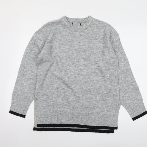 New Look Womens Grey Round Neck Acrylic Pullover Jumper Size S