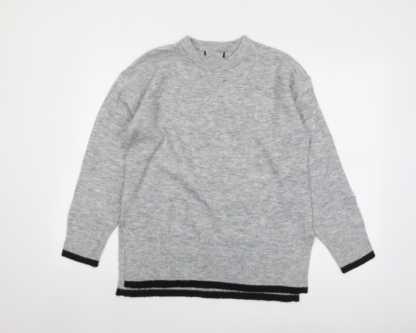 New Look Womens Grey Round Neck Acrylic Pullover Jumper Size S