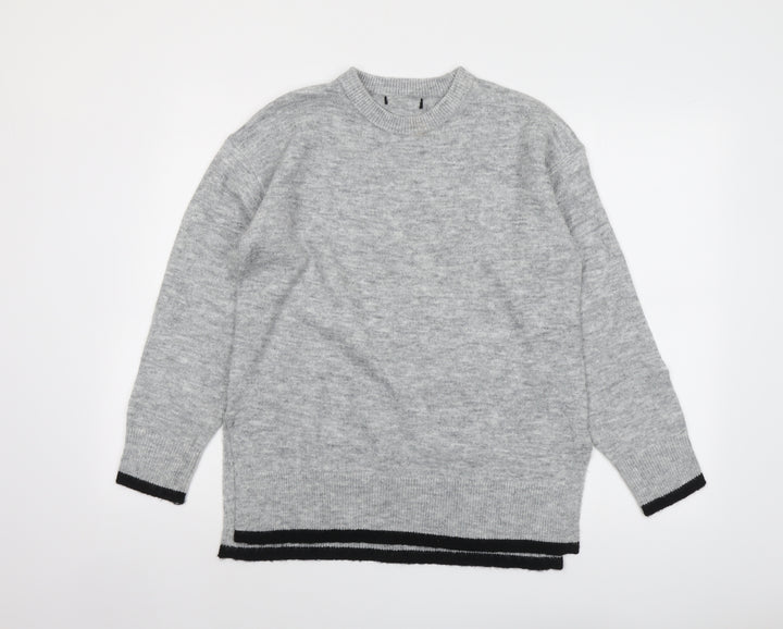 New Look Womens Grey Round Neck Acrylic Pullover Jumper Size S