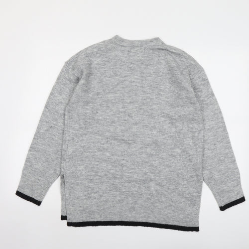 New Look Womens Grey Round Neck Acrylic Pullover Jumper Size S