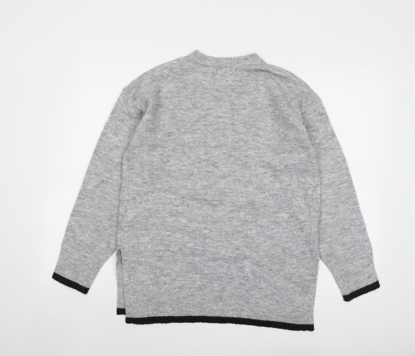 New Look Womens Grey Round Neck Acrylic Pullover Jumper Size S