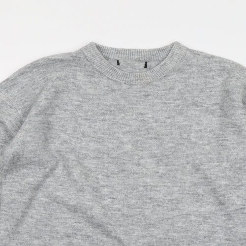 New Look Womens Grey Round Neck Acrylic Pullover Jumper Size S