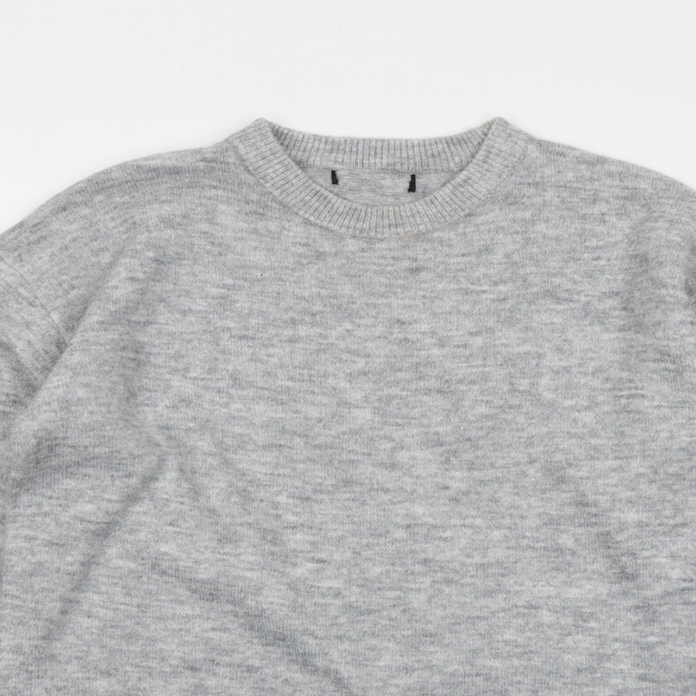 New Look Womens Grey Round Neck Acrylic Pullover Jumper Size S