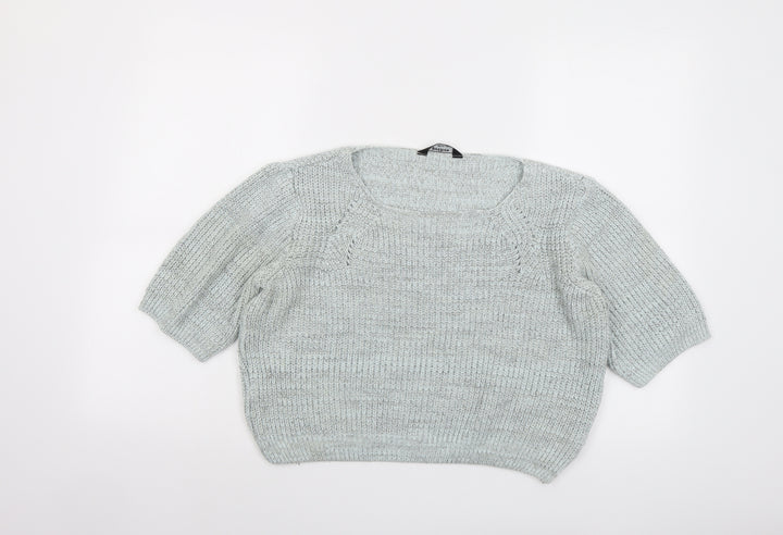 Miss Selfridge Womens Grey Round Neck Acrylic Pullover Jumper Size 12