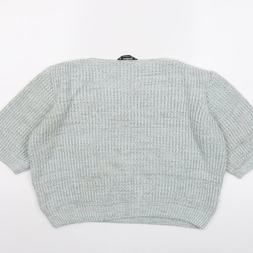Miss Selfridge Womens Grey Round Neck Acrylic Pullover Jumper Size 12