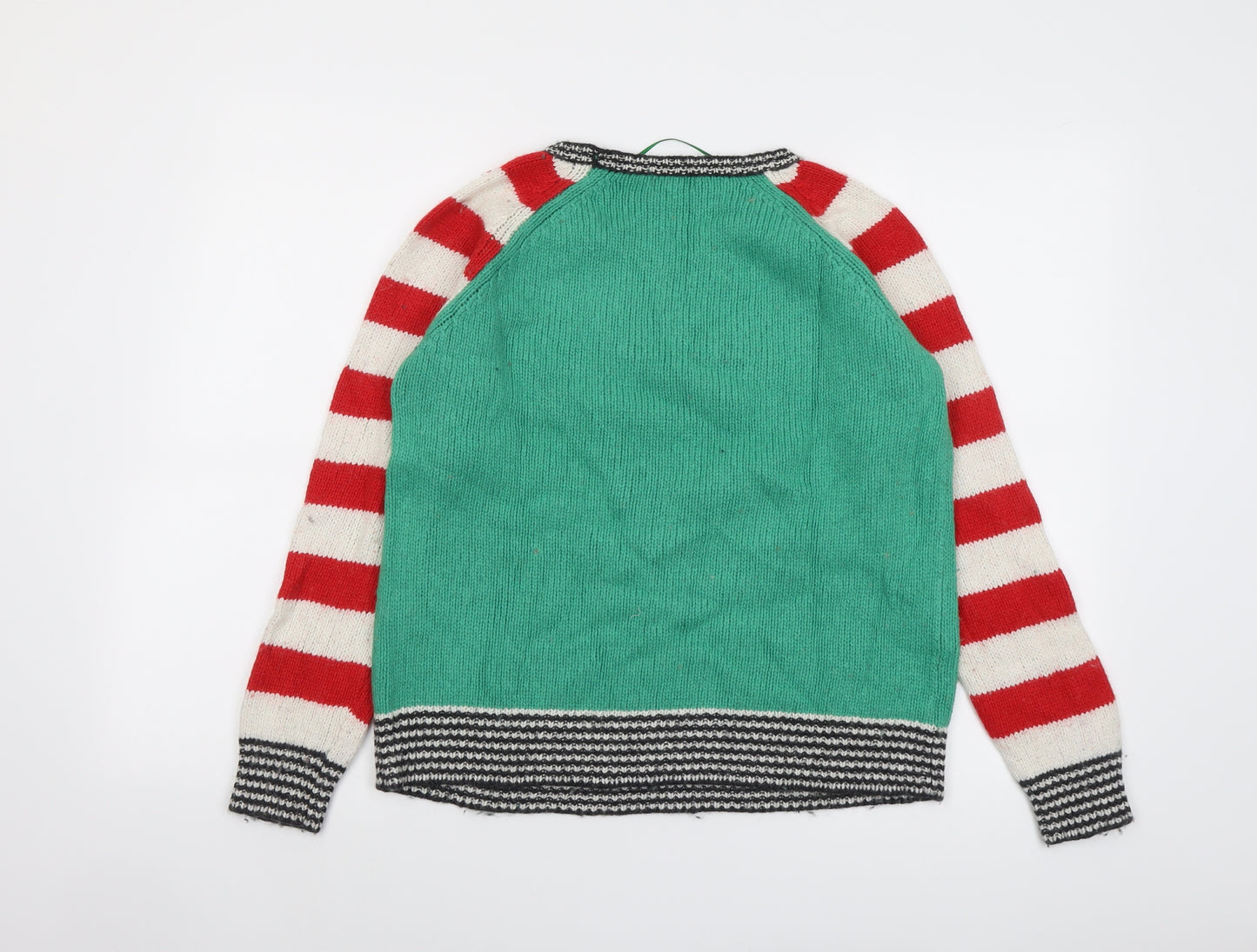Cath Kidston Womens Multicoloured Round Neck Geometric Viscose Pullover Jumper Size M - Bah Humbug! Christmas