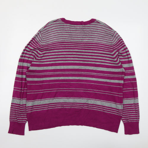 Debenhams Womens Purple V-Neck Striped Viscose Pullover Jumper Size 22