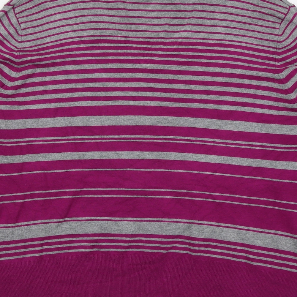 Debenhams Womens Purple V-Neck Striped Viscose Pullover Jumper Size 22