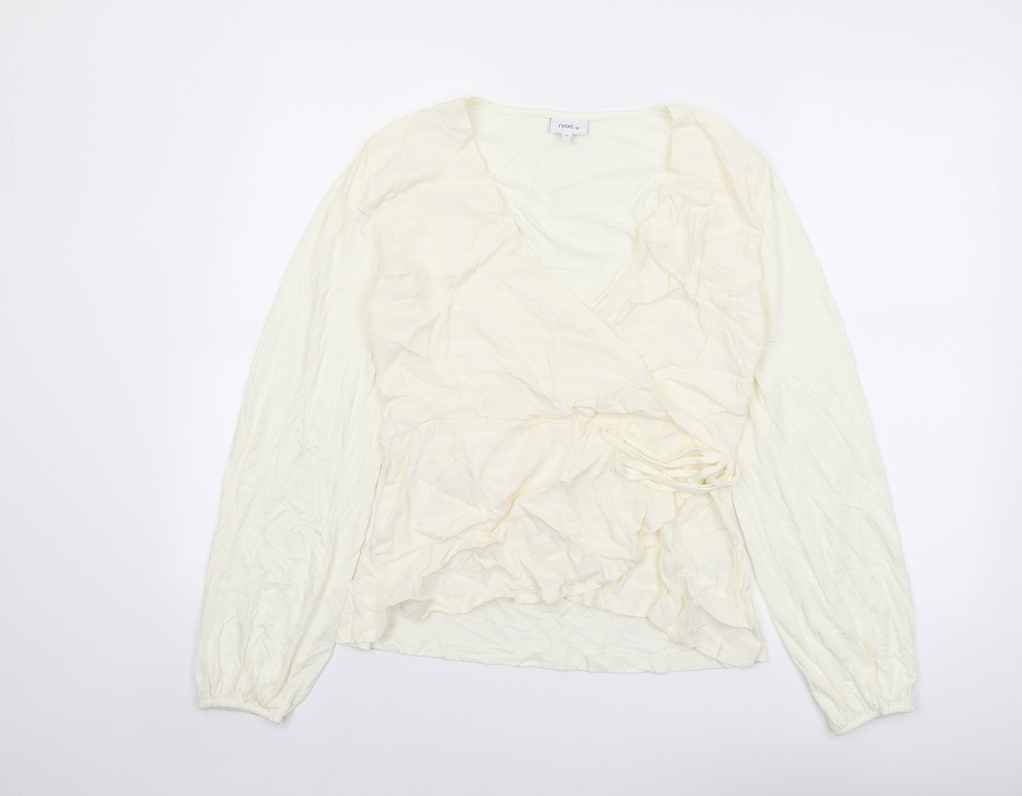 NEXT Womens Ivory Viscose Wrap Blouse Size 12 V-Neck