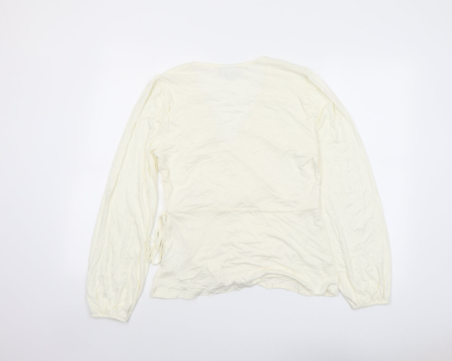 NEXT Womens Ivory Viscose Wrap Blouse Size 12 V-Neck