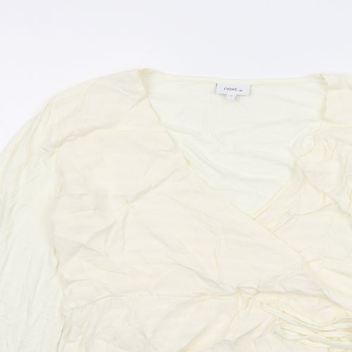 NEXT Womens Ivory Viscose Wrap Blouse Size 12 V-Neck