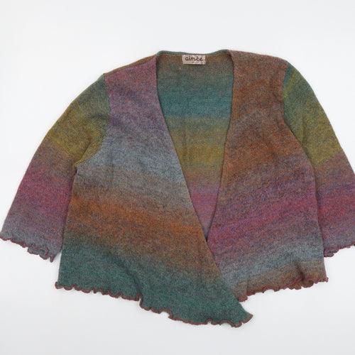 Aimee Womens Multicoloured V-Neck Acrylic Cardigan Jumper Size M