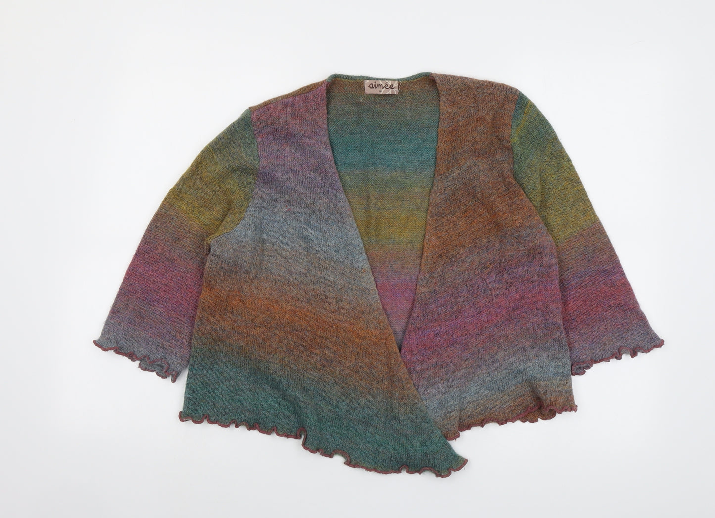 Aimee Womens Multicoloured V-Neck Acrylic Cardigan Jumper Size M