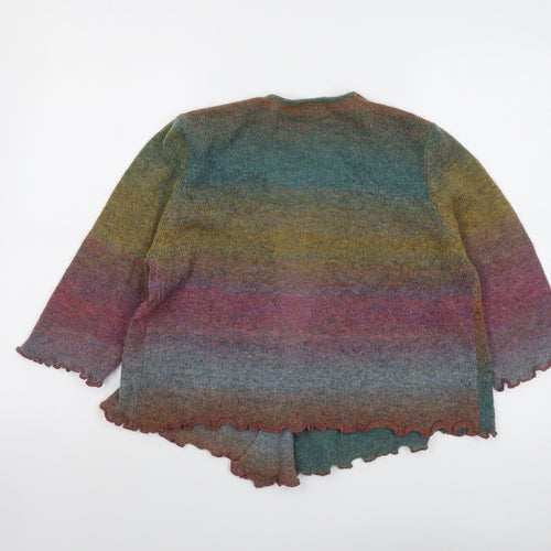 Aimee Womens Multicoloured V-Neck Acrylic Cardigan Jumper Size M