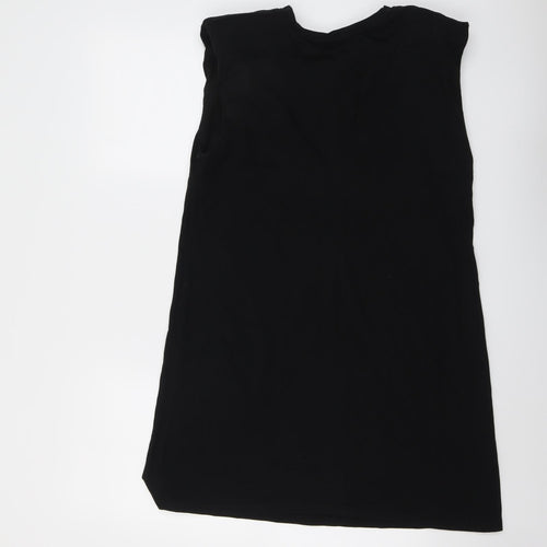 Stradivarius Womens Black Cotton Tank Dress Size M Round Neck Pullover