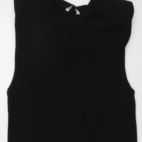 Stradivarius Womens Black Cotton Tank Dress Size M Round Neck Pullover
