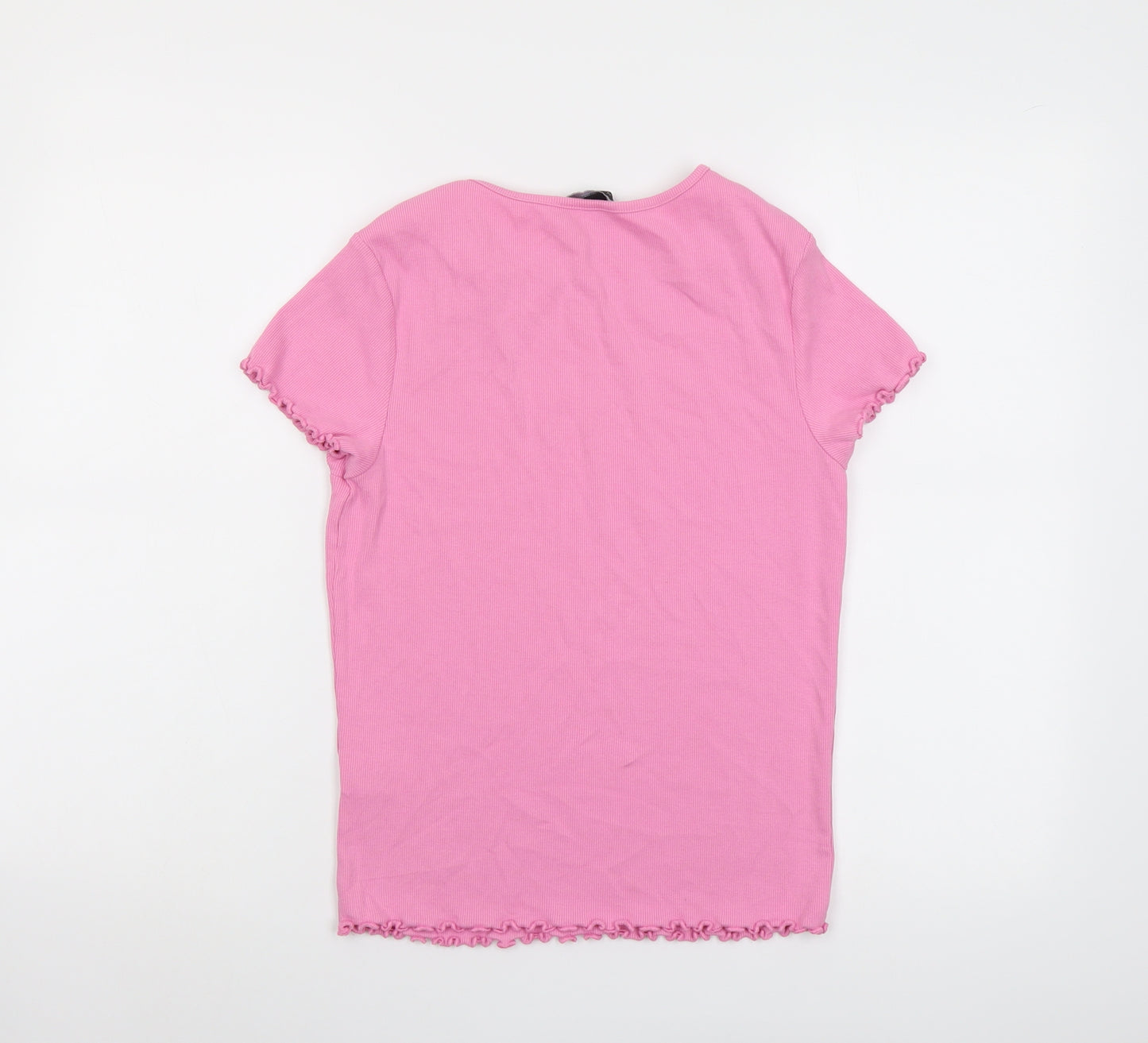 New Look Womens Pink Cotton Basic T-Shirt Size 16 Round Neck - Ribbed