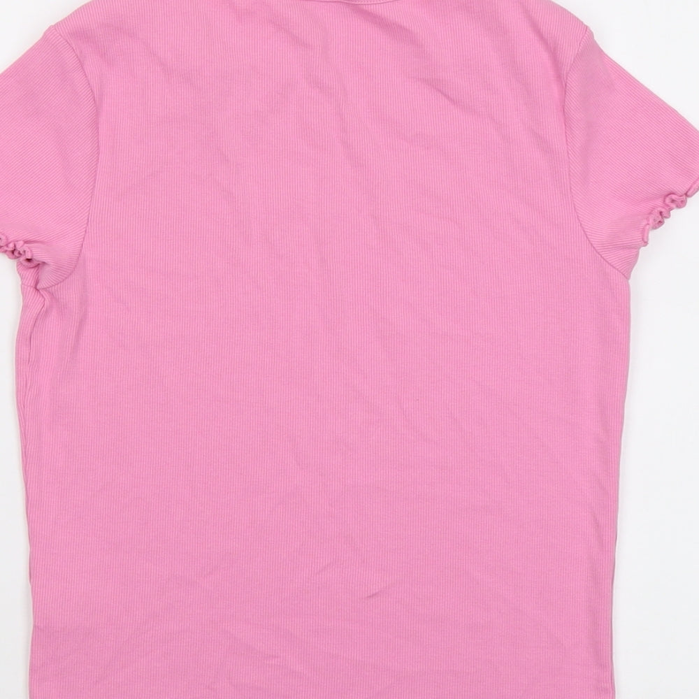 New Look Womens Pink Cotton Basic T-Shirt Size 16 Round Neck - Ribbed