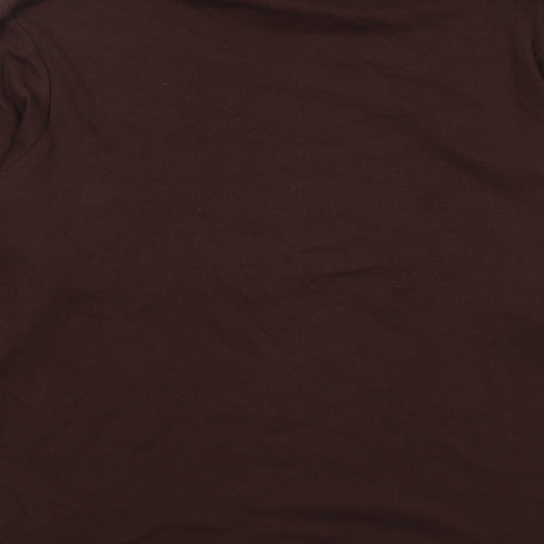 Marks and Spencer Womens Brown Cotton Basic T-Shirt Size 22 Roll Neck
