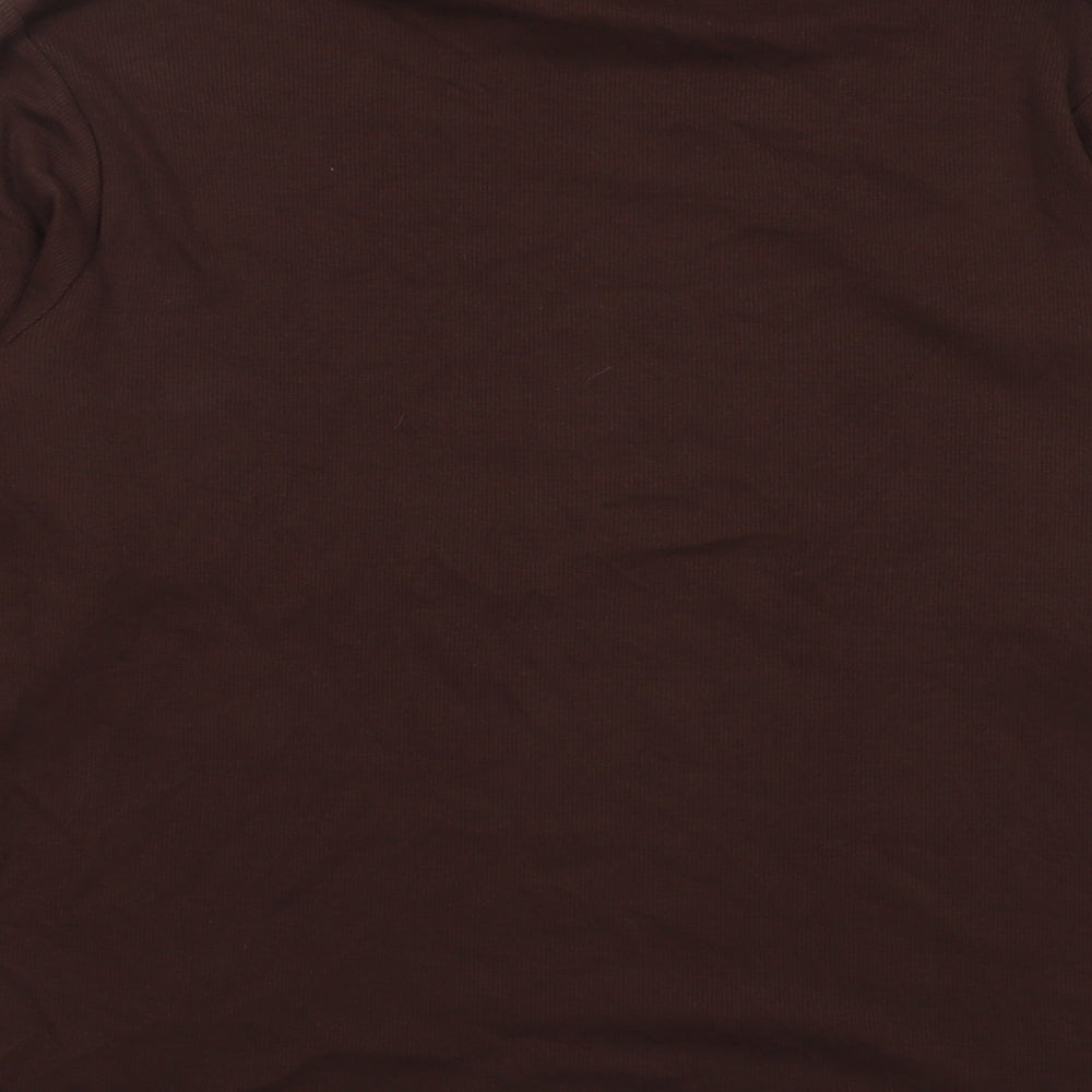 Marks and Spencer Womens Brown Cotton Basic T-Shirt Size 22 Roll Neck