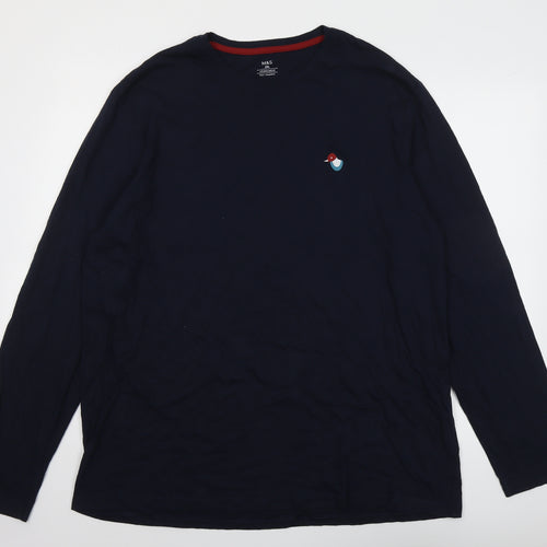 Marks and Spencer Mens Blue Cotton T-Shirt Size 2XL Round Neck
