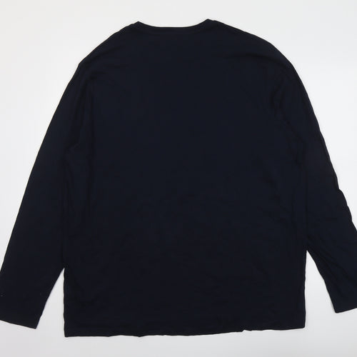 Marks and Spencer Mens Blue Cotton T-Shirt Size 2XL Round Neck