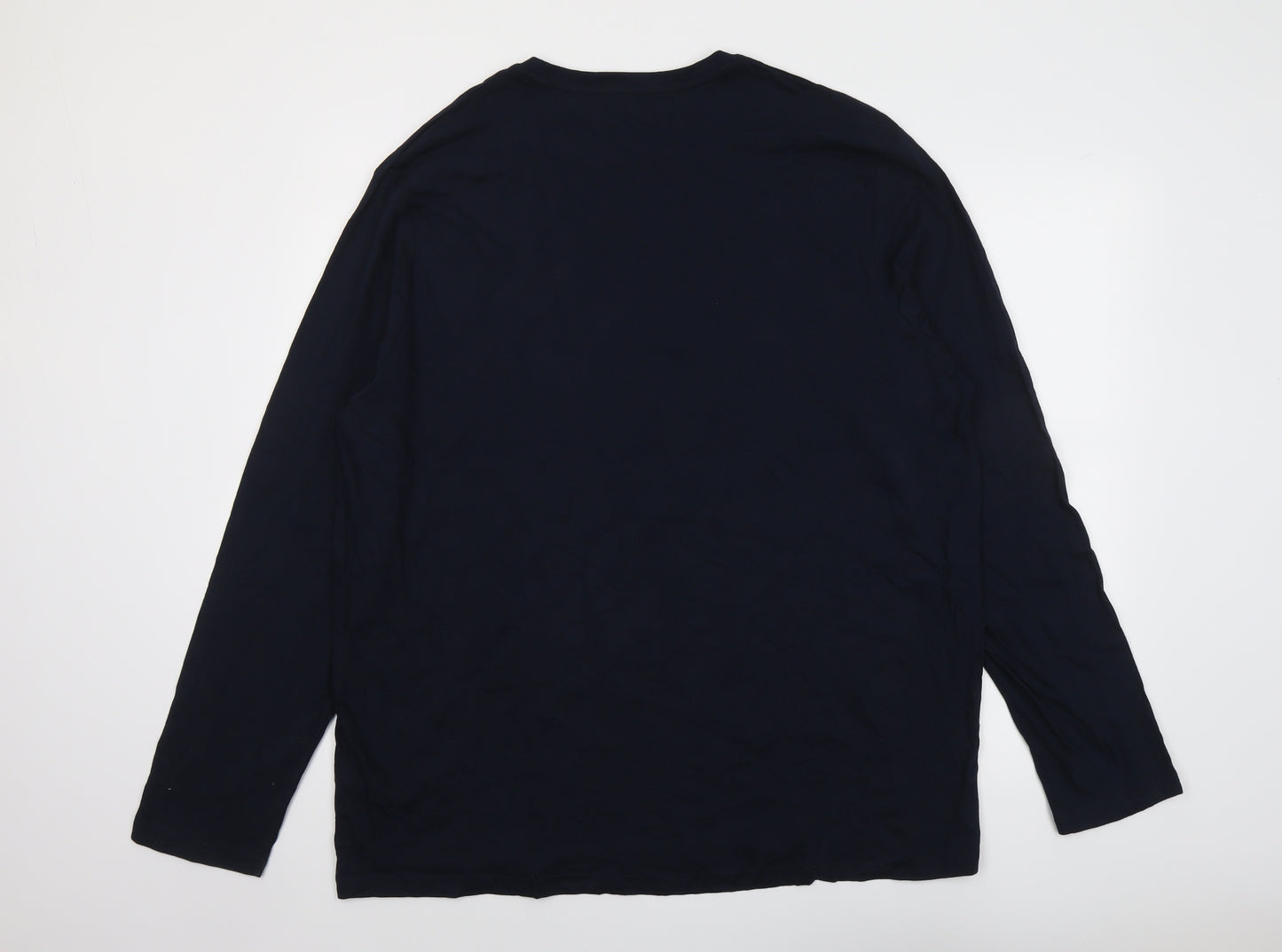 Marks and Spencer Mens Blue Cotton T-Shirt Size 2XL Round Neck