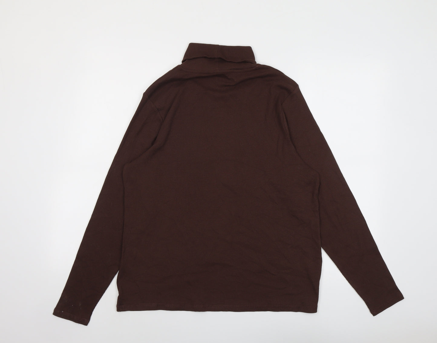 Marks and Spencer Womens Brown Cotton Basic T-Shirt Size 20 Roll Neck