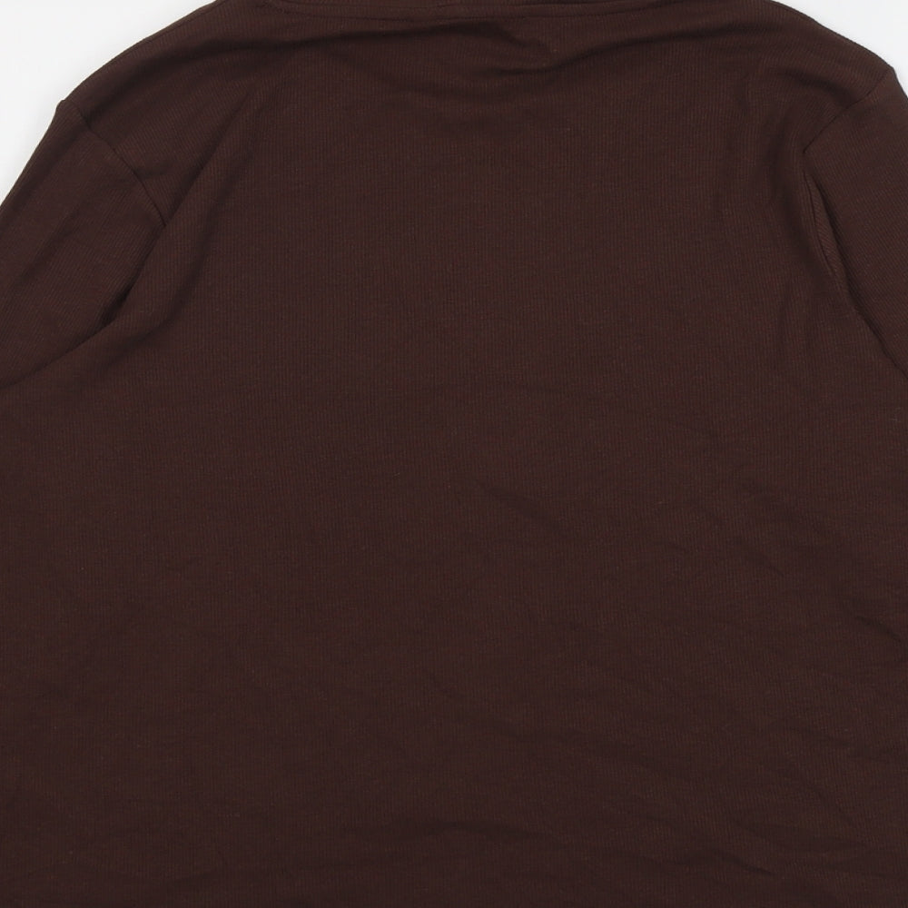 Marks and Spencer Womens Brown Cotton Basic T-Shirt Size 20 Roll Neck