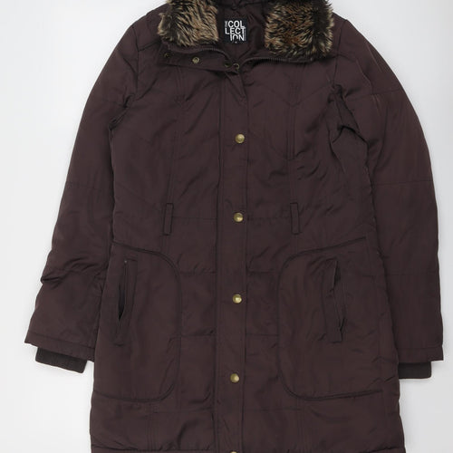 Debenhams Womens Brown Overcoat Coat Size 10 Zip