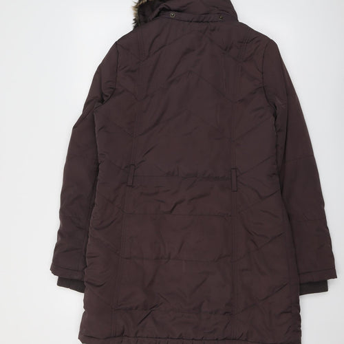 Debenhams Womens Brown Overcoat Coat Size 10 Zip